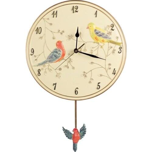 Wall Clock for Home Decor 12 Inch Non-Ticking Vintage Hanging Pendulum Clocks Home Decoration In Living Study Kitchen Bedroom