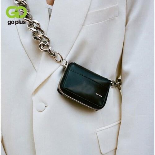 GOPLUS New Black Women Crossbody Bag Thick Metal chain Black Bike Wallet Super Mini Card Bag Coin Purse 2020 ins Explosion