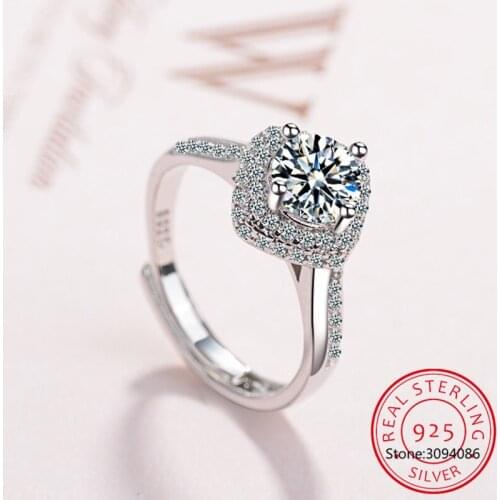 Promise 925 Sterling Silver Ring Classic Wedding Ring Jewelry Cubic Zirconia Rings for Women Bridesmaid Gifts