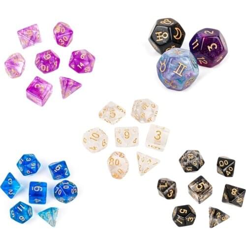 Resin Polyhedral Pearl Pattern Dice MTG Pathfinder Table Top Games for Divination Astrology Tarot Cards 094C