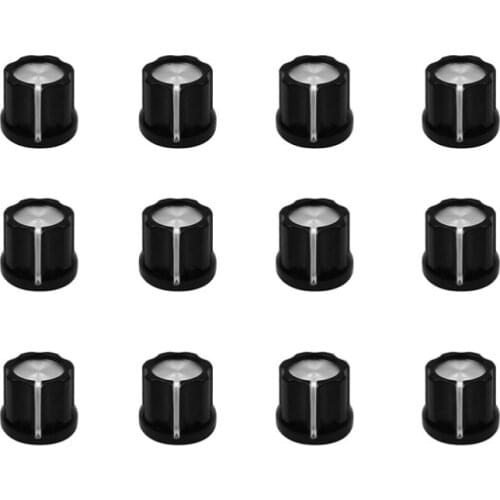 NEW 12pcs 0 Degree Guitar Amplifier Amp Effect Pedal Knobs Potentiometer Control Knobs Caps Black Aluminum Top