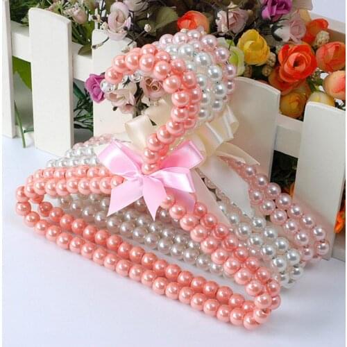 20CM pearl hanger Clothes Hanger with Bow Non-slip ABS Children Faux Pearl Rack for Home Baby ABS Hangers Children Household hot