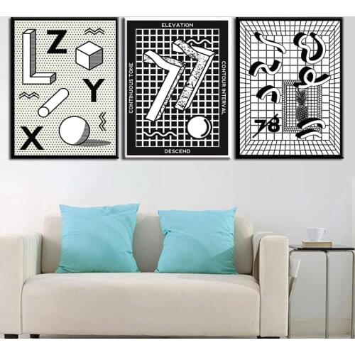 XYZ Descend Elevation Continuous Tone Contour Interval Modern Canvas Art Wall Decor Painting Picture for Home Decoration B5146