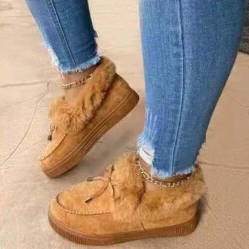 Women Fur Plush Casual Shoes Thick Heel Platform Sneakers Winter Warm Women Vulcanized Shoes Women Platform Boots Zapatillas