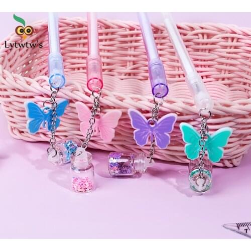 1 Piece Lytwtws butterfly Pendant Toy Gel Pen School Officel Supplies Stationery Cute Kawaii Creative Lovely Sweet