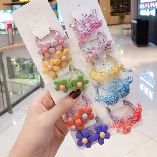 10pcs Childrens Head Rope Lovely Flower Princess Headwear Not Hurt The Hair Girls Hair Accessories Kids Elastic Hair Bands