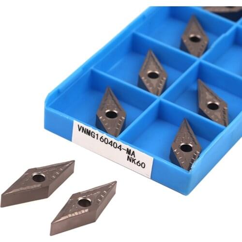 10Pcs VNMG160404-MT NK60 VNMG160408 CNC 35° Rhombus Have Hole Metal Ceramics Carbide Insert CNC Lathe Cut Tools Machining Blade