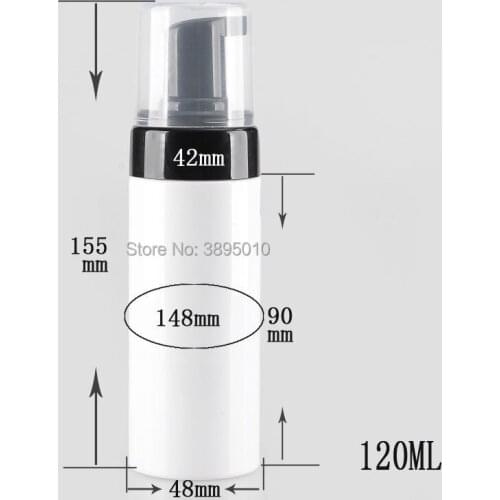 120ml white Plastic Refillable Travel Foamer Pump Bottle Body Wash black soap foaming pumps PET DIY bottle F948