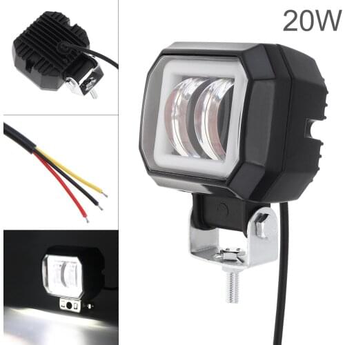 3 Inch 20W 12V 6000K Led Work Light Bar Waterproof Angel Eye Fog Light for Off-Road Suv Boat 4X4 Jeep JK 4Wd Truck
