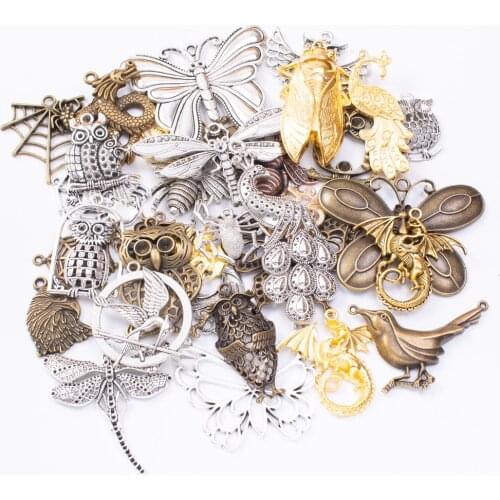 50g hot sale metal mixed charm flying animal antique bronze bracelet necklace handmade jewelry making wholesale DIY