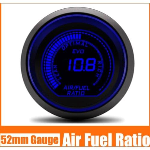 52mm Air Fuel Ratio Gauge LED Digital Red/Blue Display With Narrowband O2 Oxygen Sensor Universal Car Fit for 12V