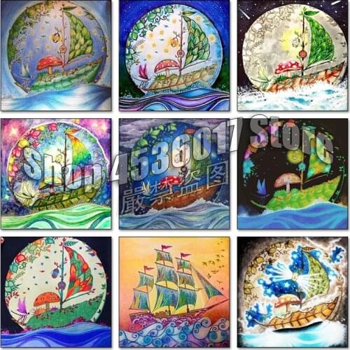5d Diy Diamond Painting Cross Stitch Diamond Embroidery boat Sailboat Mosaic Full Rhinestone Gift Wall Stickers Picture