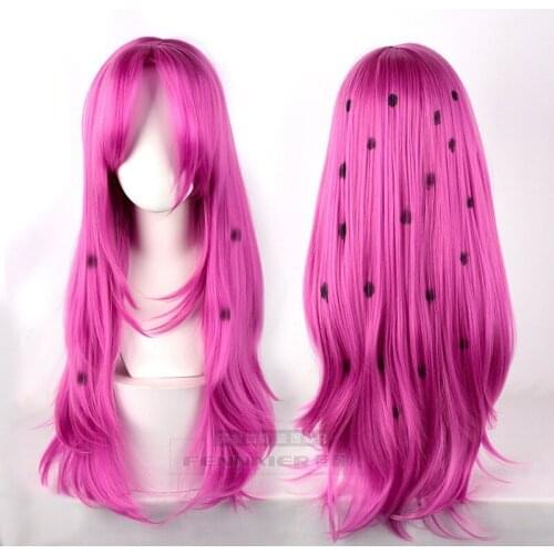 Anime JOJOs Bizarre Adventure Golden Wind Diavolo Pink Long Wig Cosplay Costume Heat Resistant Synthetic Hair Halloween Party