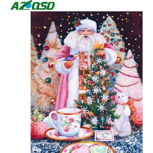 AZQSD Diamond Painting Santa Claus Full Square Drill Handmade Craft Diamond Embroidery Diy Cartoon Cross Stitch Kits Home Decor