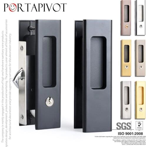 Mute Mortice Sliding Door Lock Hidde Handle Interior Door Pull Lock Modern Anti-theft Room Wood Door Lock Furniture Hardware PT