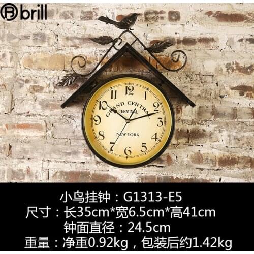 Large American Wall Clock Vintage Antique Metal Silent Wall Clock Creative Electronic Bird Design Reloj Mural Vintage Horloge
