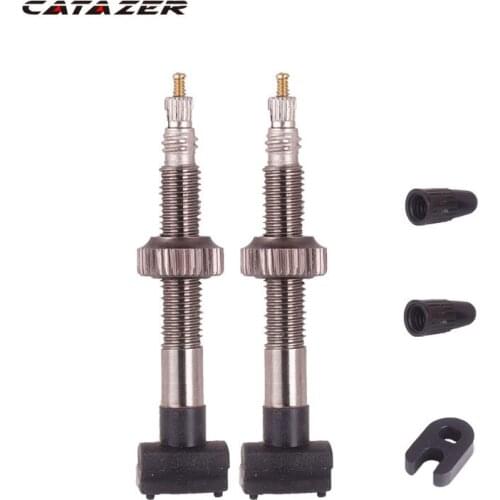 Catazer 2pcs Bicycle Tubeless Tire Presta Valve 40mm/60mm/80mm Alloy Stem Brass Core for Mountain Road Bikes