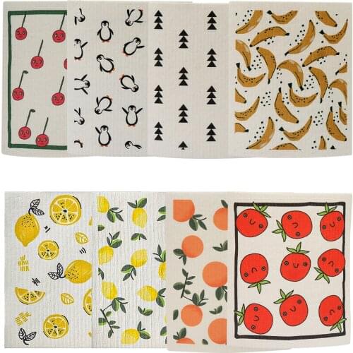 Cellulose Dishcloths 8PCS Cloths Eco-Friendly No Odor Reusable Cleaning Duster For Kitchen Absorbent and Fast Dry Dishcloths