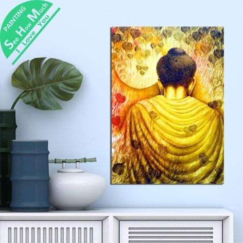 1 Piece Moonlight Buddha Bodhi Leaf HD Printed Canvas Wall Art Posters and Prints Poster Painting Framed Artwork Room Decoration