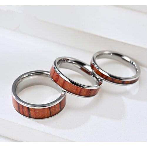 INSCHIC Hot Offer Cool Things Peace Wood Veneer Male Ring Titanium Stainless Steel Stranger Things Unix Women Couple Lovers Ring
