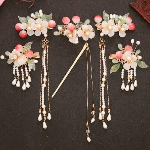 Chinese Hanfu Clothing Accessories Hairpin Costume Headdress Antique Side Clip Tassel Buyao Hair Clasp Fairy Female Headwear