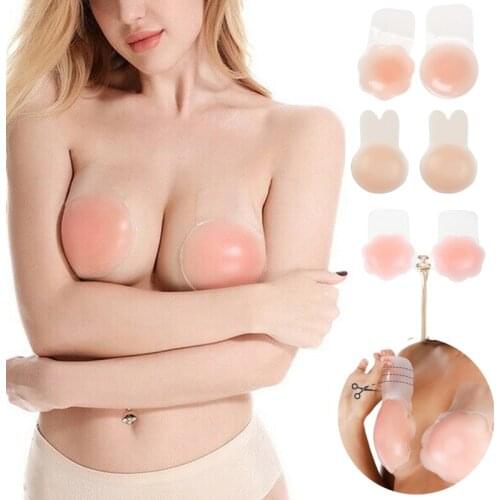 1 pair Silicone Sexy Bra Reusable Lift Nipple Breast Cover Invisible Strapless Bra Hot