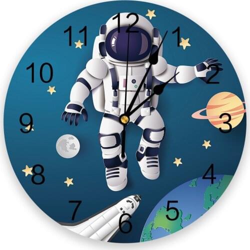 Space Exploration Creative Astronaut Spaceship New Wall Clock Fashion Living Room Watch Modern Home Decoration Round Clocks