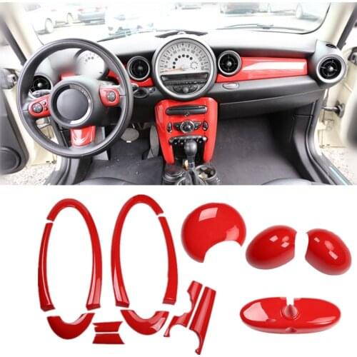 Red Car Interior Decoration Rearview Mirror Handle Door Panel Cover Dashboard Center Console Moulding for Mini Cooper R55 R56