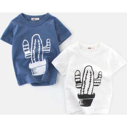 Summer Kids Boys Short Sleeve T-shirts Tops Clothes blue white Baby Tees Children Clothing Kid Cotton Outfit 2-9Y
