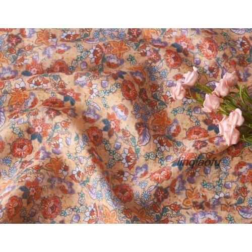 Ramie printed fabric 2019 summer thin floral dress fabric High-end linen fabric