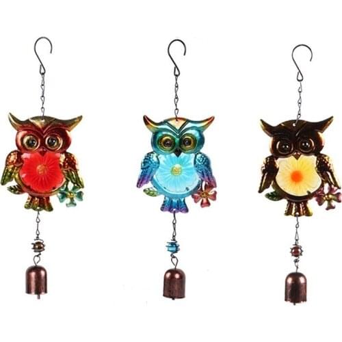 Owl Metal Wind Chimes Painted Glass Decoration Crafts Creative Home Ornaments Bell Pendants Outdoor Courtyard Kids Room Decor