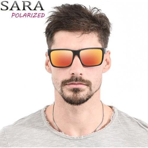 SARA Sport Polarized Men Sun Glasses Black New Sunglasses Coating Mirror Classic Male Goggle UV400 Protection