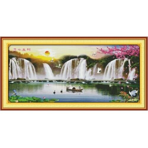 Running water brings wealth(2)(Land of treasure) cross stitch kit 14ct 11ct count print canvas stitching embroidery kits