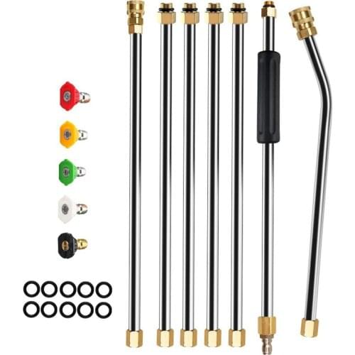 Powerful Pressure Washer Extension Wand Set, 7.5Ft Replacement Lance, 1/4 Inch Quick Connect, 30 Degrees Curved Rod Extension At