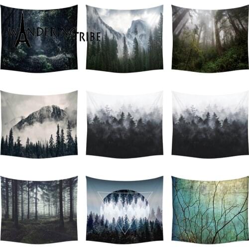 Tree Tapestry Wall Hanging Green Grey Living Room Decorative Boho Bohemian Tapestries Picnic Camping Sheet Table Cloth Cover