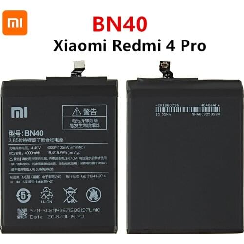 Xiao mi 100% Orginal BN40 4100mAh Battery For Xiaomi Redmi 4 Pro Prime 3G RAM 32G ROM Edition Redrice 4 BN40 Batteries