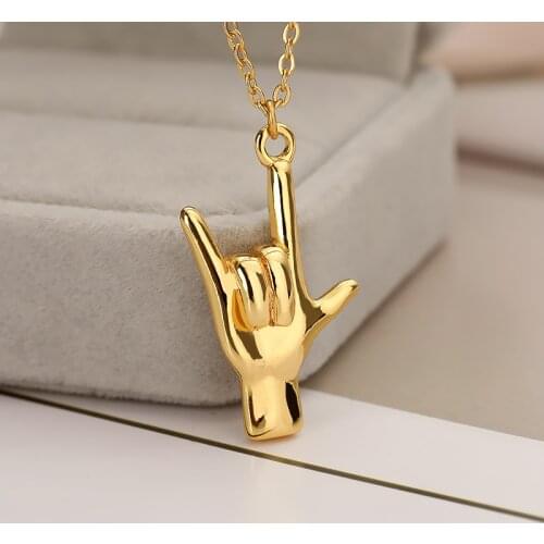 Hip Hop Gesture Necklace For Women Hand Shape Pendant Choker Stainless Steel Chain Aesthetic Jewellery Best Friendship Gifts BFF