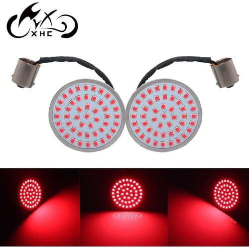 Motorcycle 2" Bullet Red Turn Signal Light Inserts Panel 1156 LED For Harley Touring Electra Glide Road King FLHR Sportster
