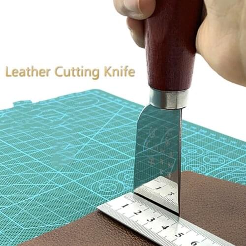 Profession Leather Craft Cutting Knife DIY Sharping Skiving Tool Stainless Steel Blade Angled Skiff Beveler Paper Cloth 1piece