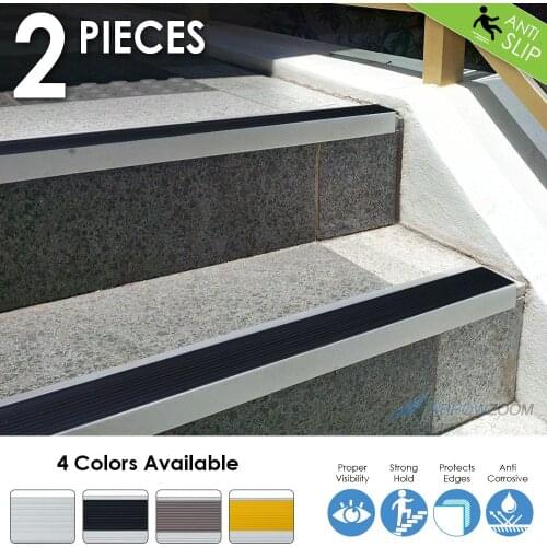 Arrowzoom Anti-Slip Strips Anodized Aluminum Stair Nosing Rubber Nose Stair Treads KK1180