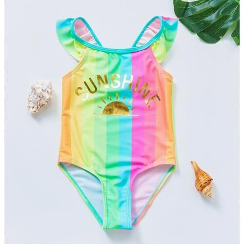 2021 Swimsuit Girls Little Mermaid One-Piece Bathing Suits 2-8years Summer Beachwear Children Girls Cute Pink Swimwear 9001