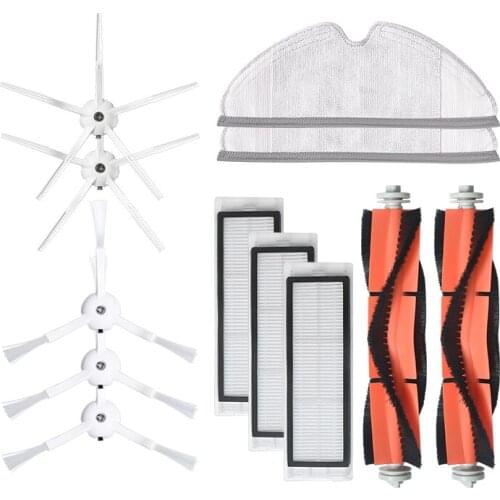 5 Side Brush + 2 Roller Brush + 3 Filter Net + 2 Mop Cloths Pad for Xiaomi S6 S5 E35 E2 Robot Vacuum Cleaner Replacement Parts A