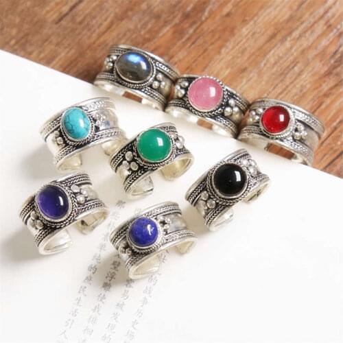 Antiqued Vintage Open Rings for Lady Tibetan Ring Inlaid Multi Beads Rings from Nepal R033