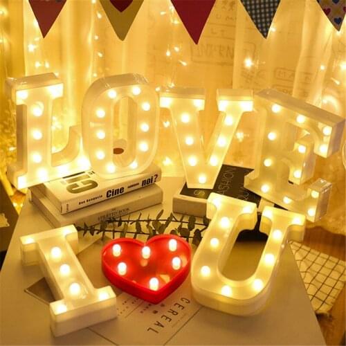 26 Alphabet Letter LED Light 3D Number Battery Lamp Marquee Sign Night Light For Wedding Birthday Party Deco Home Bedroom Supply
