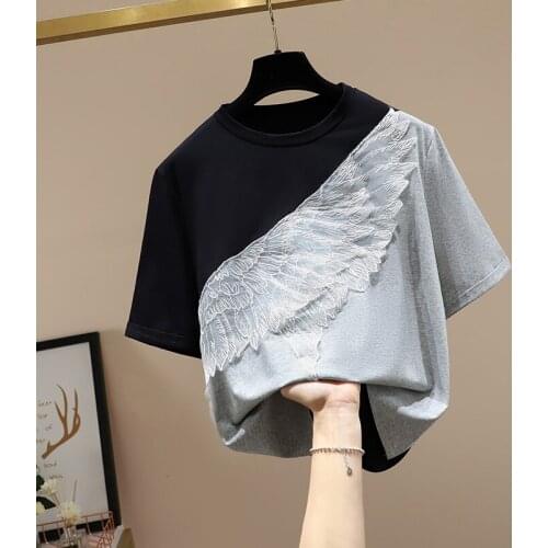 Short Sleeve Knitted Tops 2021 Summer New Ladys Loose Blouse Wild Womens Shirt Sweet Shirt Womens Clothes Korean Pop 14675