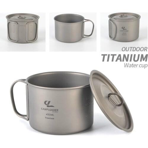 Outdoor Titanium Cup Mug Pots Tableware Camping Cup Picnic Water Cup Mug of Coffee Tea with Lid 450/600ml mountain Boiled noodle