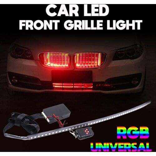 Universal Car Front Bumper Intake Grille LED Strip Light 7 Color RGB Ambient Light Tail Light For-BMW E90 F30 E46 Ford