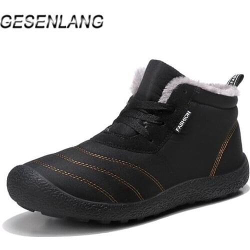 Winter Mens Walking Shoes Plus Fur Water Resistant Snow Boots Nonslip Wearable High Top Warm Outdoor Barefoot Male Sneakers NEW