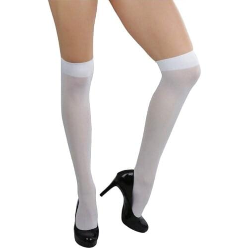1 Pair New Hot Mini Women Girls Fashion Opaque Over Knee Thigh High Elastic Sexy Stockings For the whole year has White color
