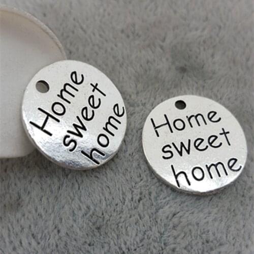 10 Pieces/Lot Diameter 18mm Letter Printed Home Sweet Home Saying Inspiring Words Charm